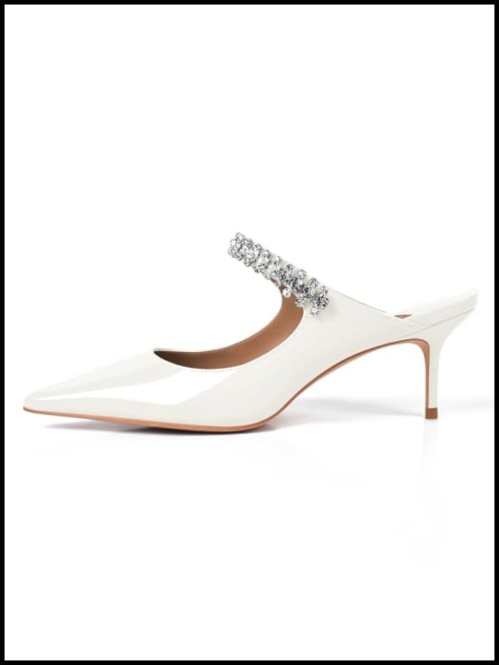 Women's Rhinestone Kitten Heels Mules 2.5 inch Heel Patent Leather Slip-On